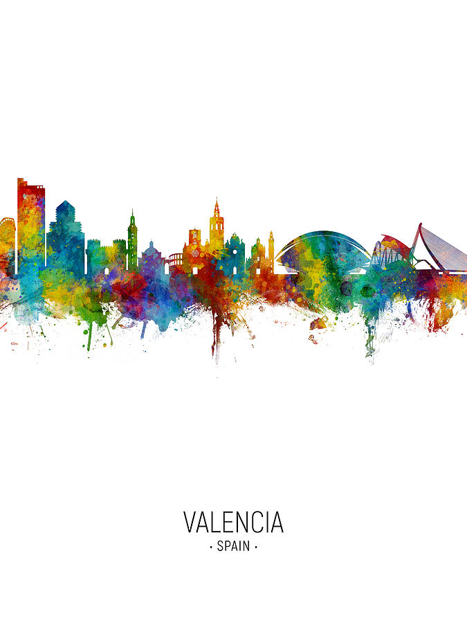 Valencia Spain Skyline #8 Digital Art by Michael Tompsett