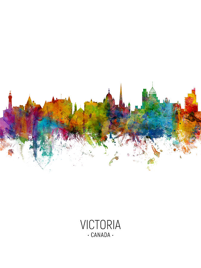 Skyline Digital Art - Victoria Canada Skyline #8 by Michael Tompsett