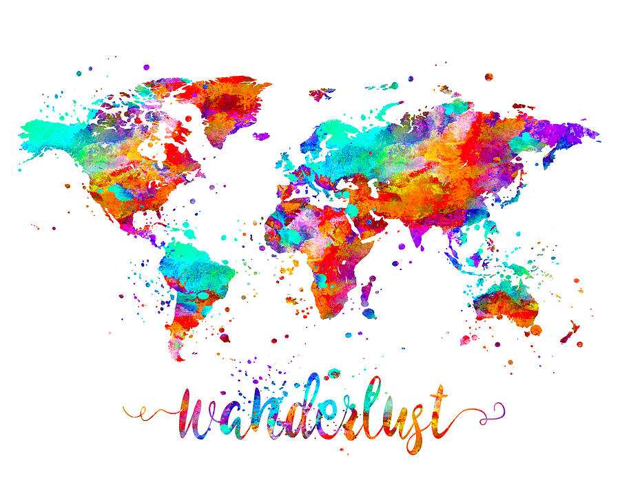 Wanderlust Painting - Wanderlust World Map Art by Zuzi s Wanderlust Painting - Wanderlust World Map Art by Zuzi s