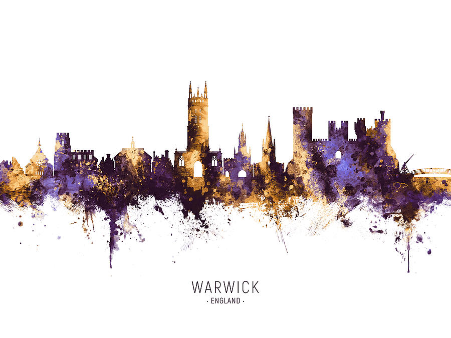 Warwick England Skyline #8 Digital Art by Michael Tompsett
