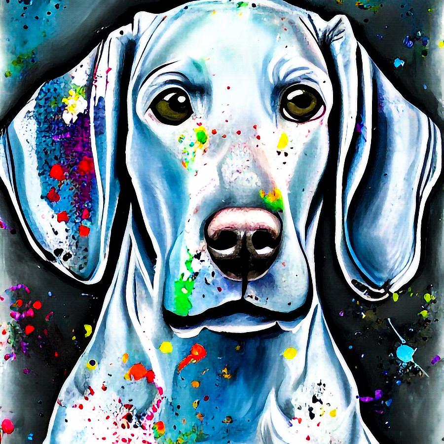 Weimaraner Dog Splatter painting Digital Art by Adrien Efren - Fine Art ...