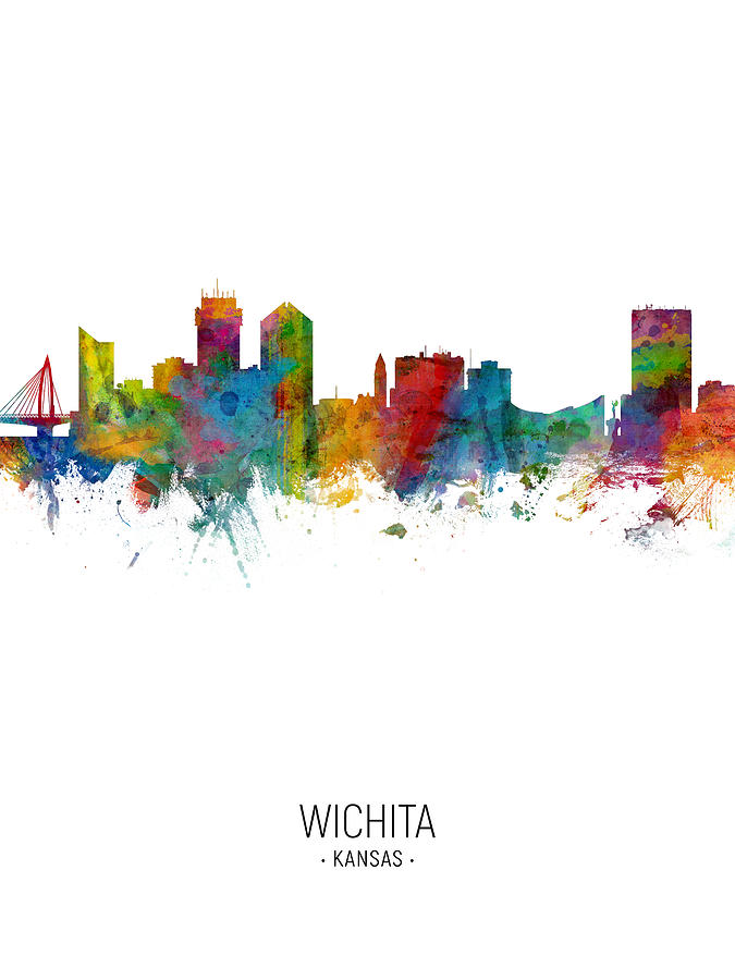 Wichita Digital Art - Wichita Kansas Skyline #8 by Michael Tompsett