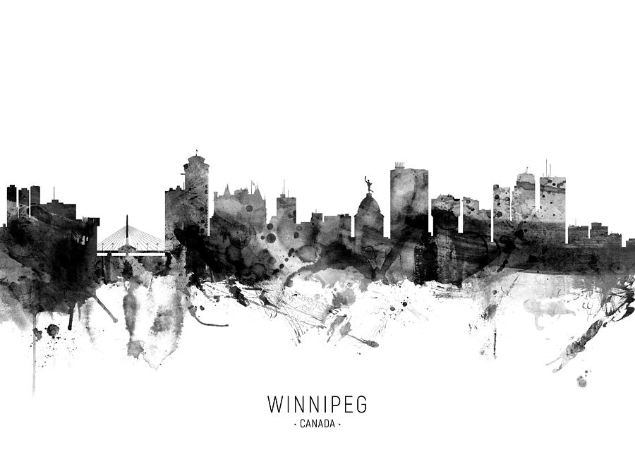 Winnipeg Canada Skyline #8 Digital Art by Michael Tompsett