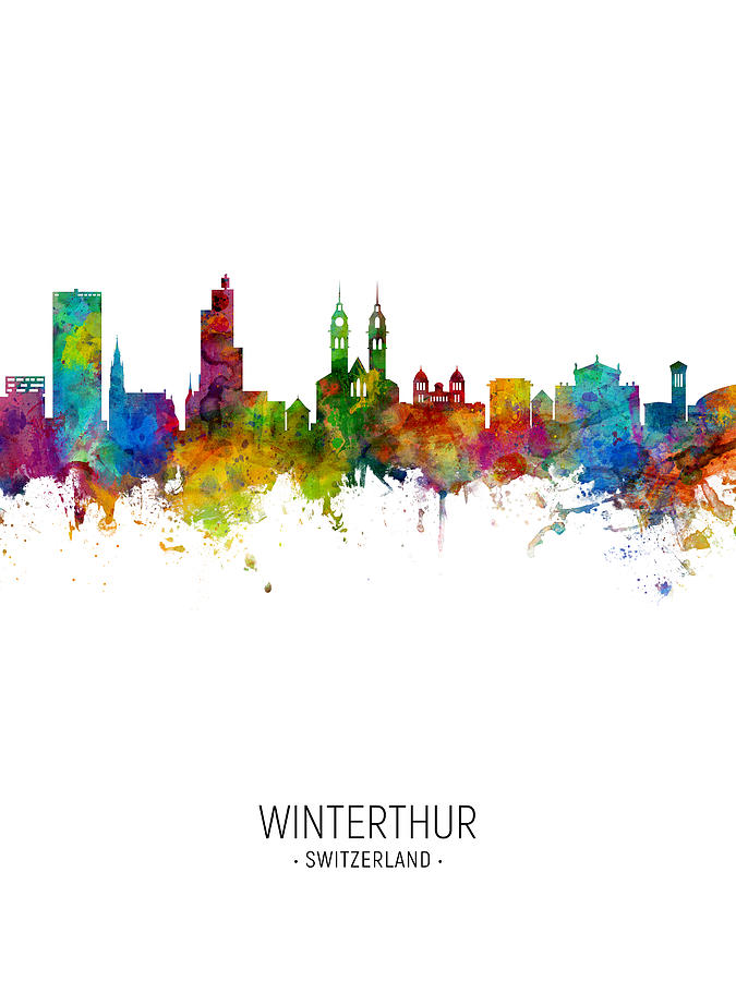Winterthur Switzerland Skyline #8 Digital Art by Michael Tompsett