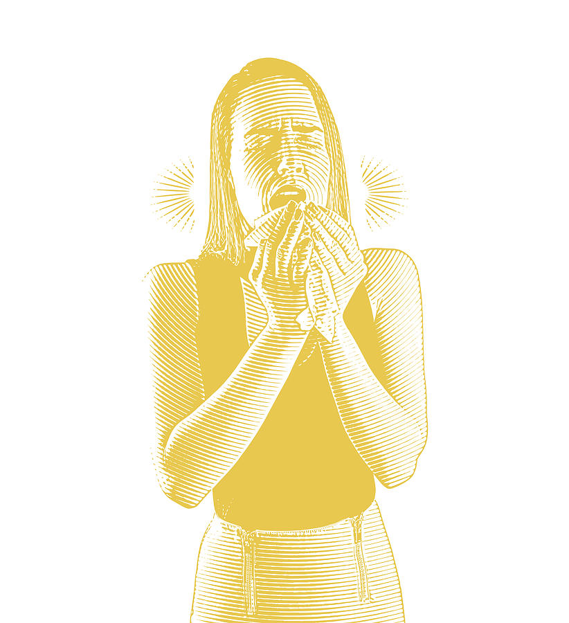 Woman feeling sick and sneezing #8 Drawing by GeorgePeters