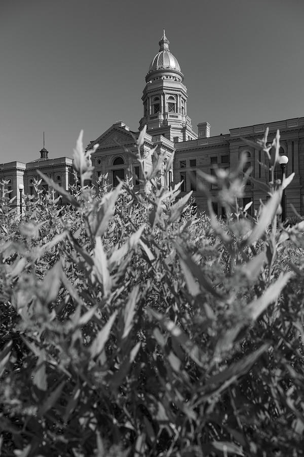 Wyoming state capitol building in Cheyenne Wyoming in black and white #8 Photograph by Eldon McGraw
