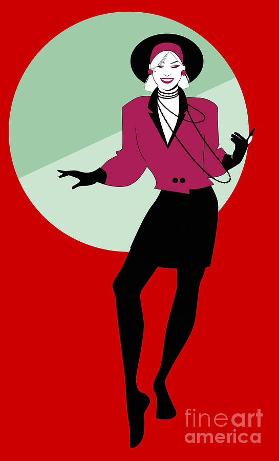 80s Girl Graphic in Red and Black Dancing at the Club Digital Art by ...