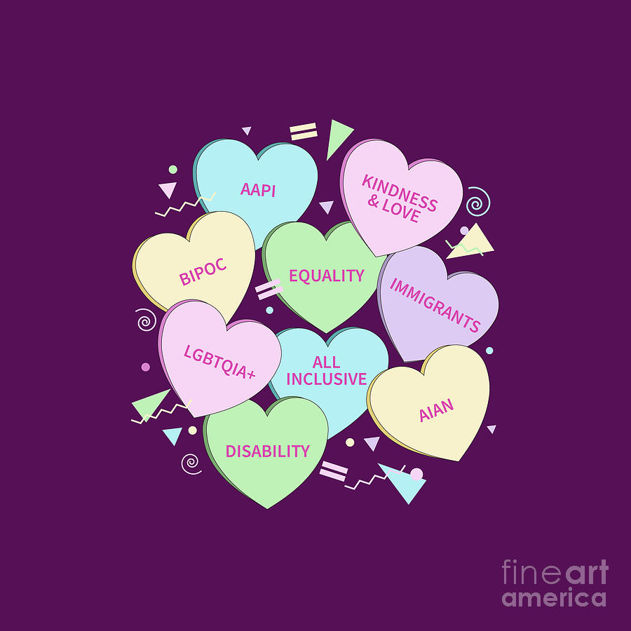 Valentines Day Digital Art - 80s Inclusion Valentines Hearts by Laura Ostrowski