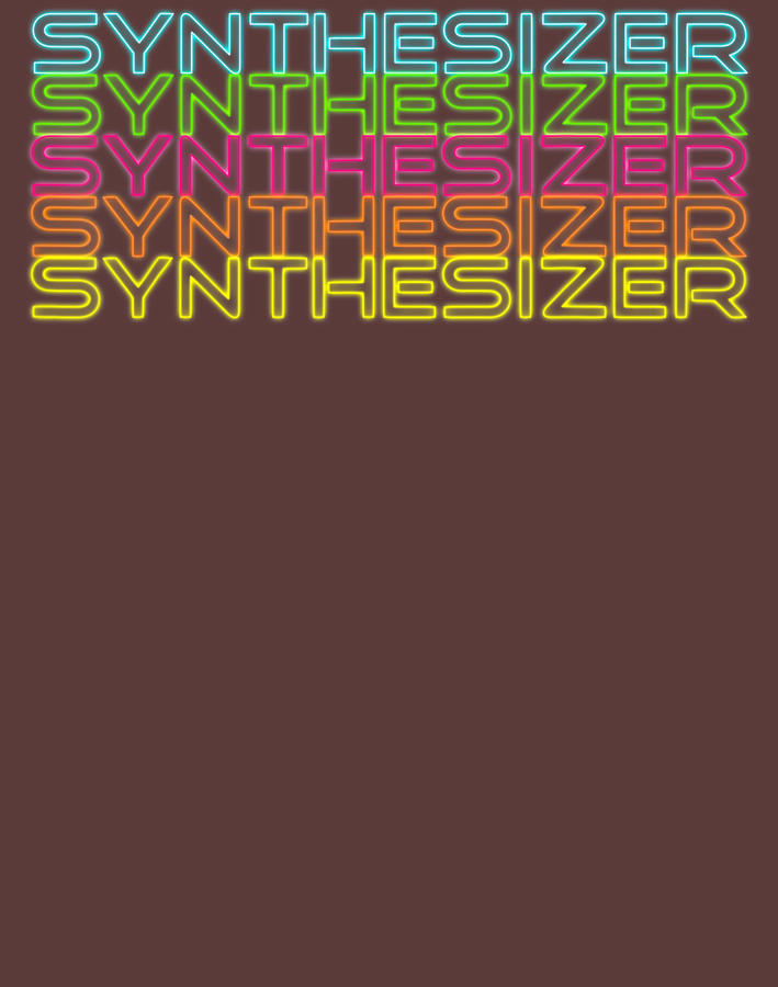 80S Retro Analog Synth Synthwave Modular Synthesizer Digital Art by