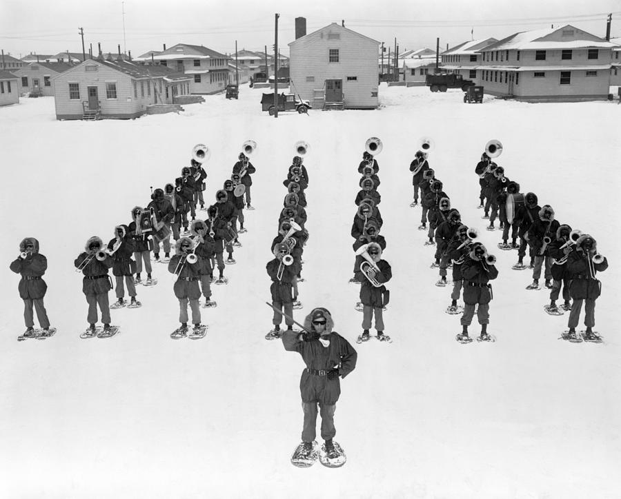 82nd Airborne Division Band - Reveille In Winter - 1953 Photograph by War Is Hell Store