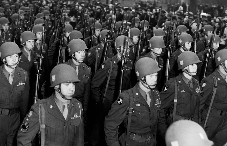  82nd Airborne Division Soldiers Marching - NYC - 1946 Photograph by War Is Hell Store