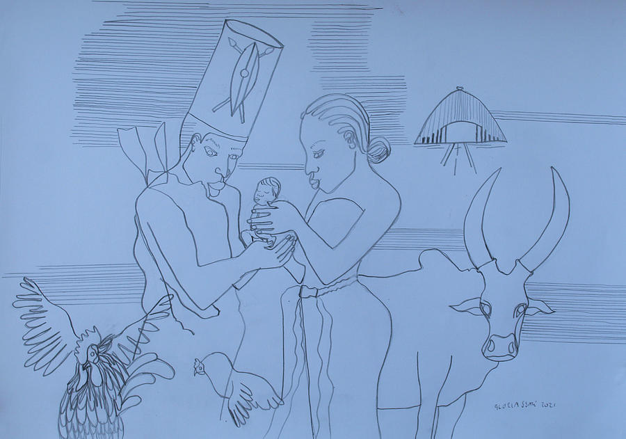 Kintu and Nambi New Beginnings #83 Drawing by Gloria Ssali