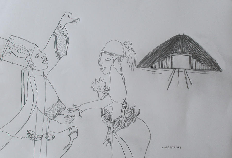 Kintu and Nambi New Beginnings #84 Drawing by Gloria Ssali
