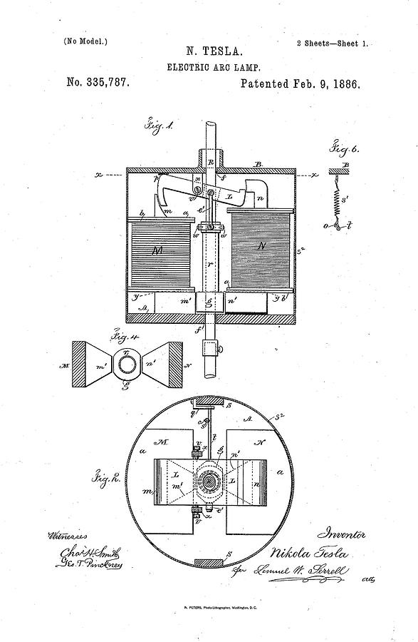 Nikola Tesla Patent #84 Mixed Media by Nikola Tesla - Fine Art America