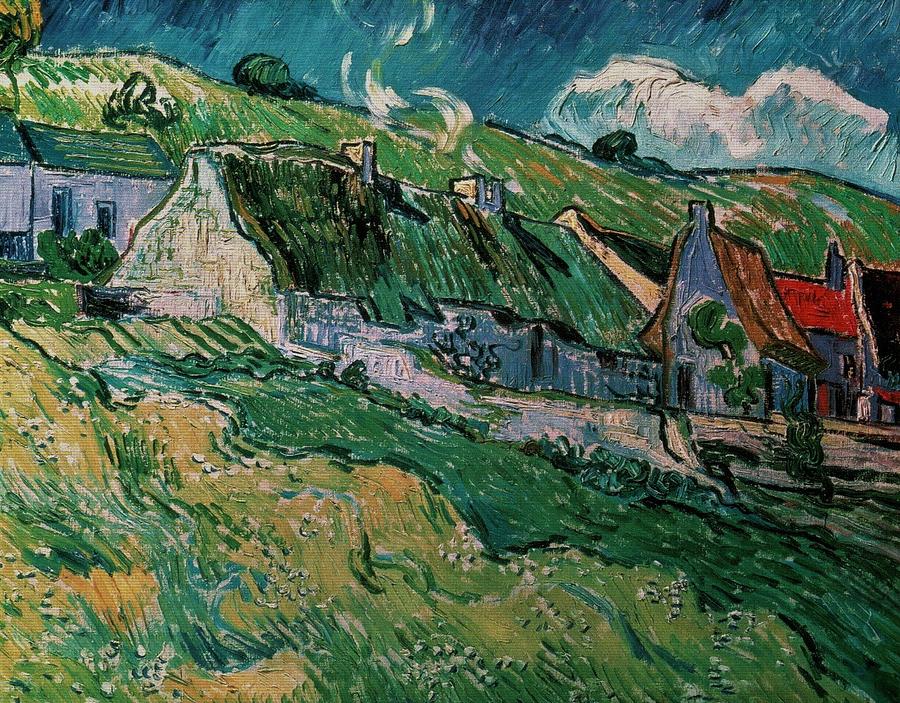 88 Vincent Van Gogh Thatched Cottages Painting by Vincent Van Gogh