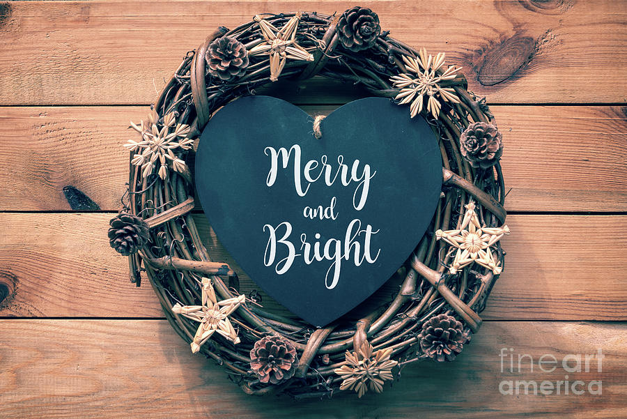 Merry and bright Christmas wreath Photograph by Delphimages Photo Creations
