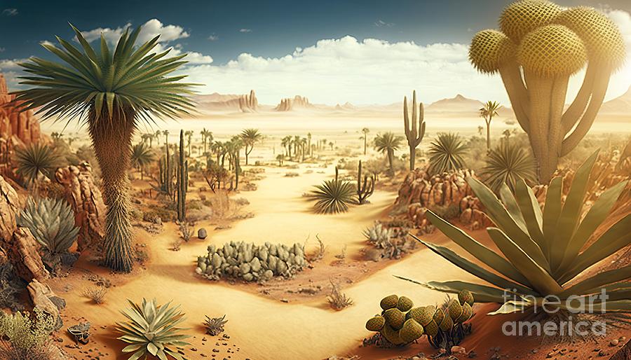 10000 BC desertic landscape background #9 Digital Art by Benny Marty