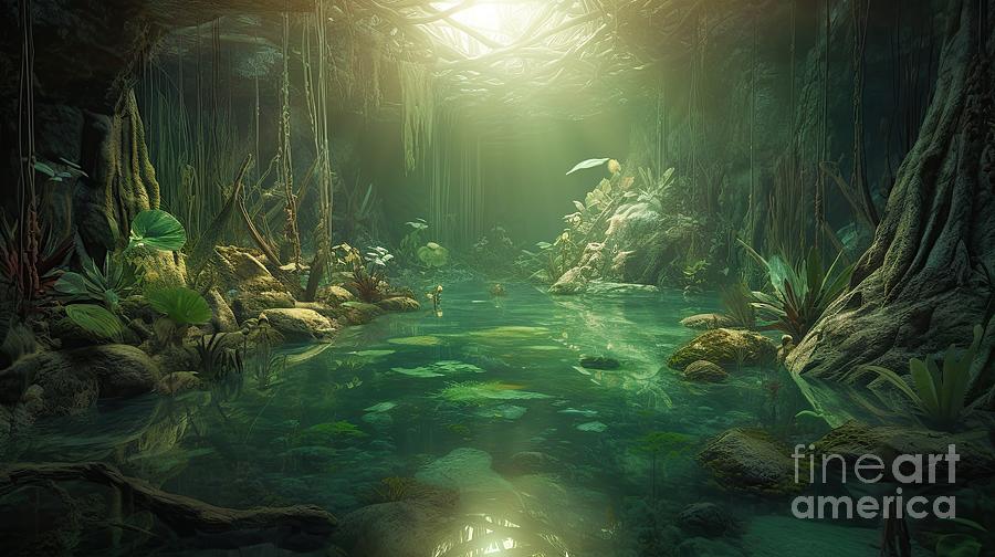 10000 BC water forest habitats #9 Digital Art by Benny Marty