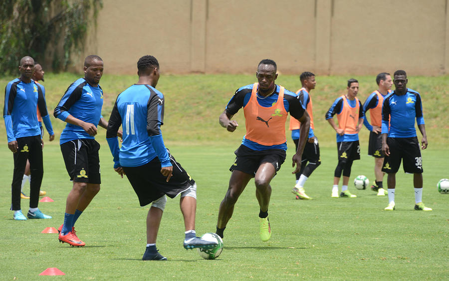 Absa Premiership: Usain Bolt Visit to Mamelodi Sundowns Training Session #9 Photograph by Gallo Images