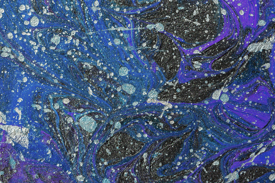 Abstract Space Blue Purple Silver Black Background Painting By Anna Pismenskova Fine Art America