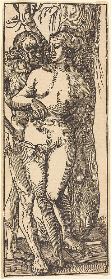 Adam and Eve #5 Drawing by Hans Baldung Grien