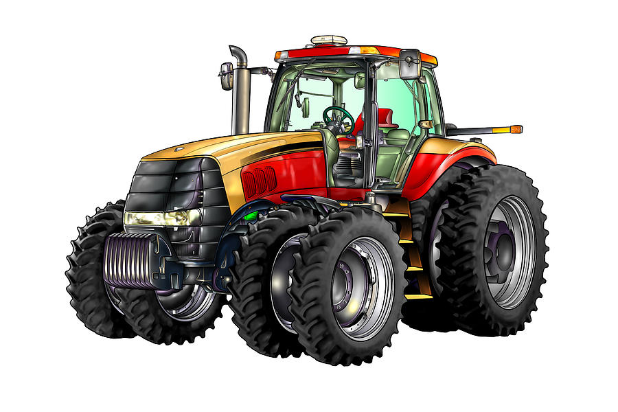 Agricultural tractor illustration color art Digital Art by Rafal Kulik ...