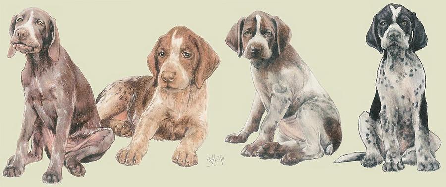 German Short-haired Pointer Puppies Mixed Media by Barbara Keith