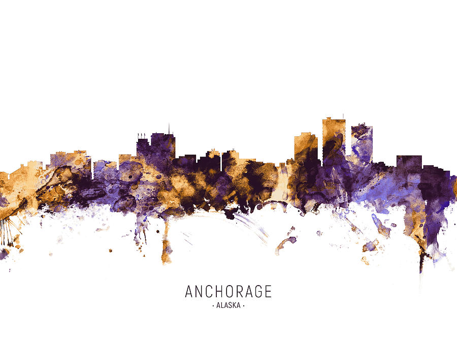 Anchorage Digital Art - Anchorage Alaska Skyline #9 by Michael Tompsett
