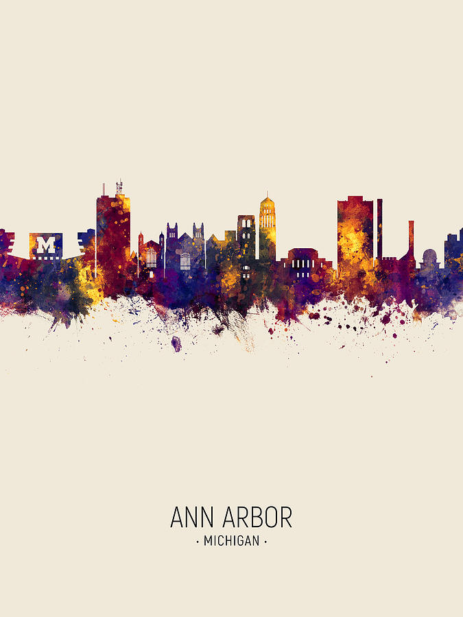 Ann Arbor Michigan Skyline #9 Digital Art by Michael Tompsett