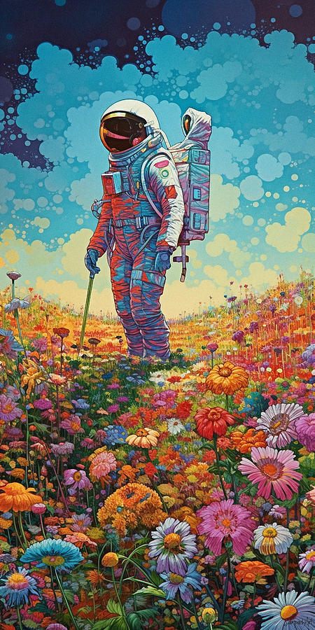 Astronaut in the flower field - Print Digital Art by SampadArt Gallery ...