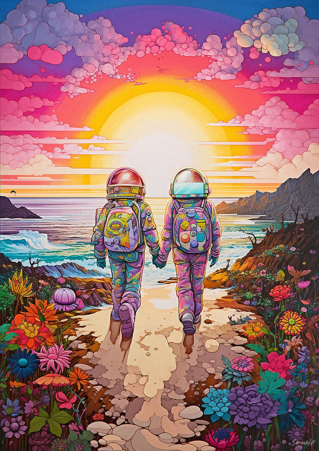 Astronaut Lovers - Print - Limited Editions Digital Art by SampadArt ...