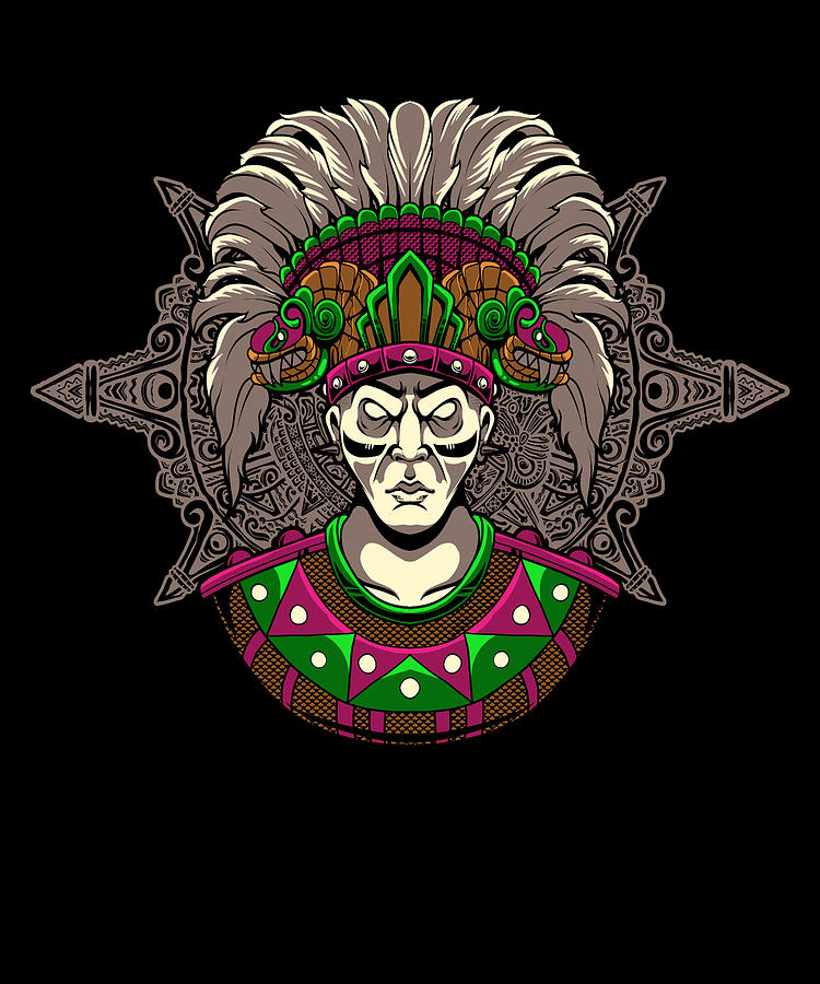 Christmas Digital Art - Aztec Inca Maya Culture Art Skull Warrior #9 by Mercoat UG Haftungsbeschraenkt