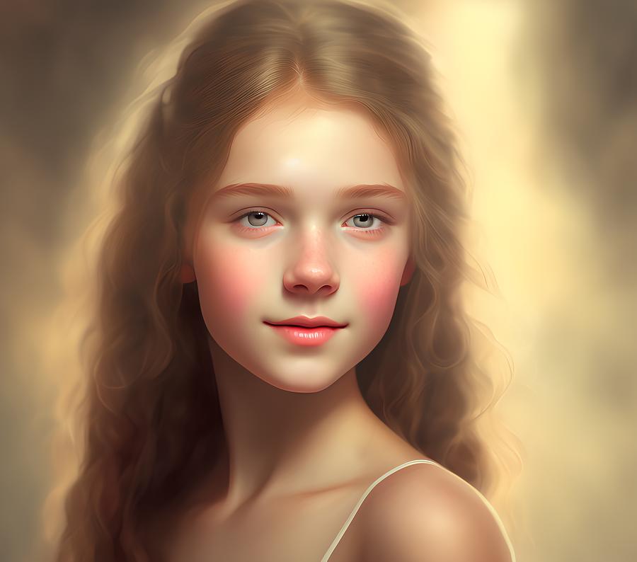 Beautiful Young Lady, Generative AI Illustration Digital Art by ...