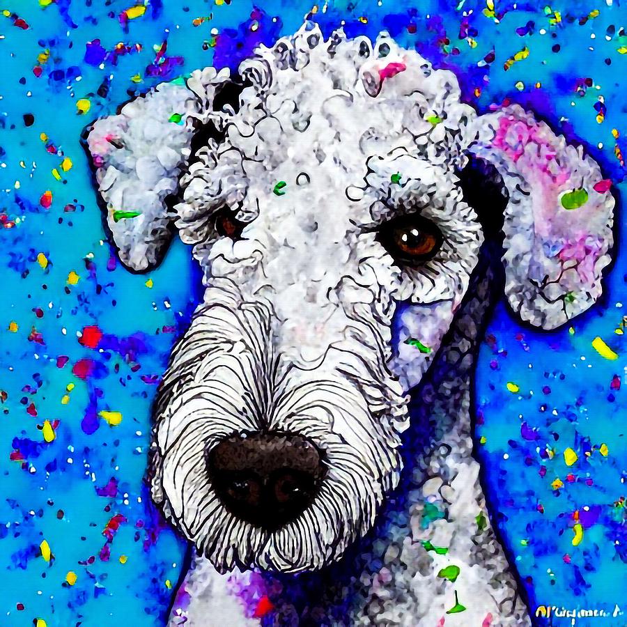 Bedlington Terrier Splatter painting Digital Art by Adrien Efren - Fine ...