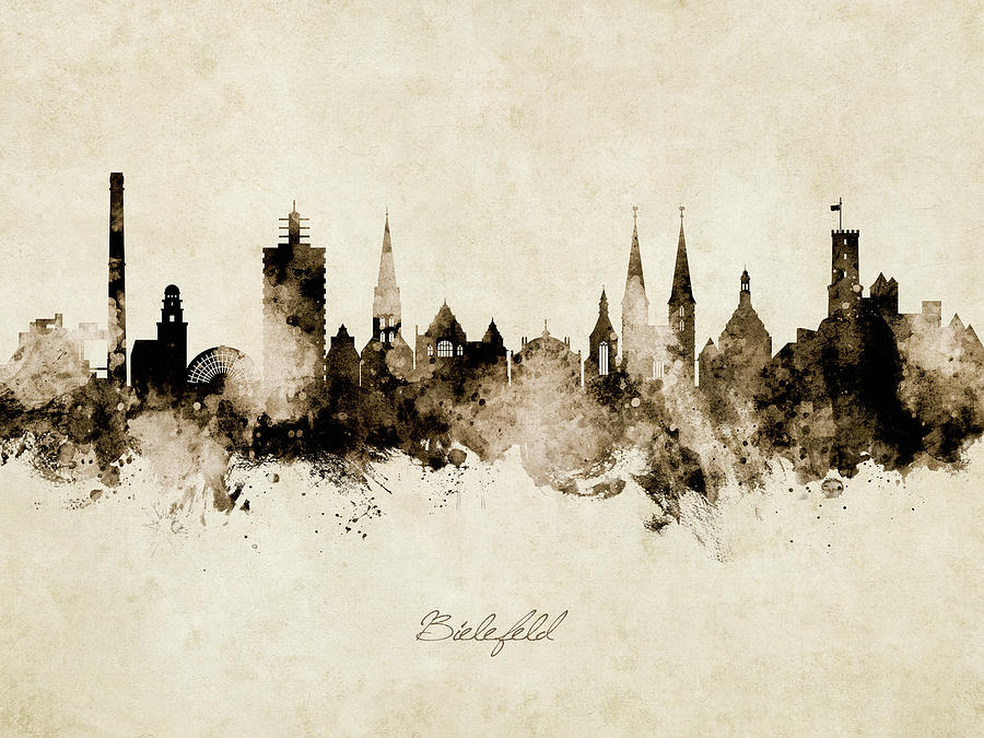 Bielefeld Germany Skyline #9 Digital Art by Michael Tompsett
