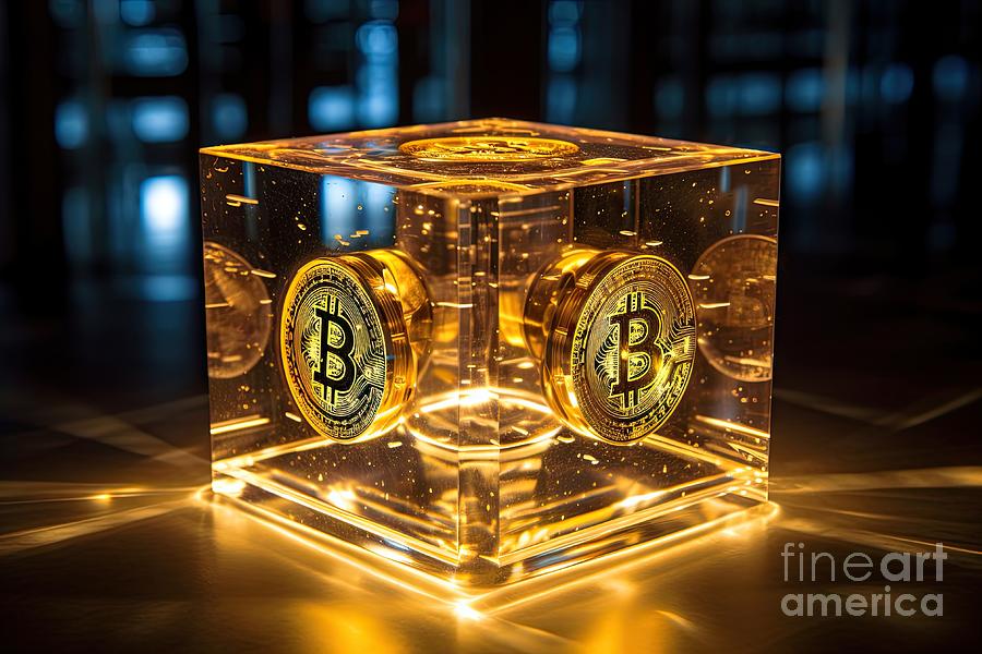Bitcoin Cube of blockchain blocks #9 Digital Art by Benny Marty