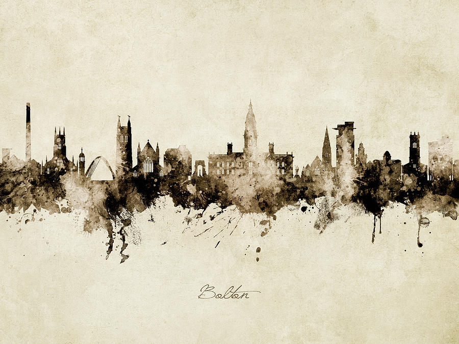 Bolton England Skyline #9 Digital Art by Michael Tompsett