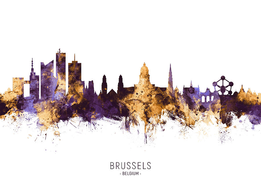 Skyline Digital Art - Brussels Belgium Skyline #9 by Michael Tompsett