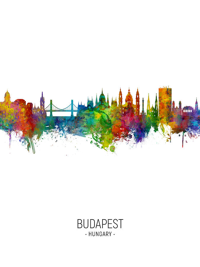 Skyline Digital Art - Budapest Hungary Skyline #9 by Michael Tompsett