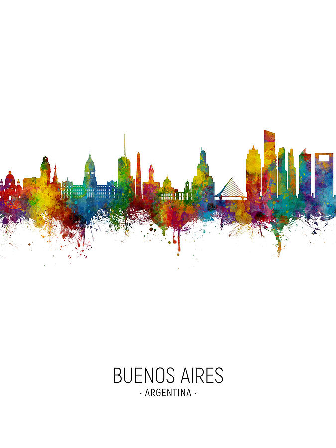 Skyline Digital Art - Buenos Aires Argentina Skyline #9 by Michael Tompsett