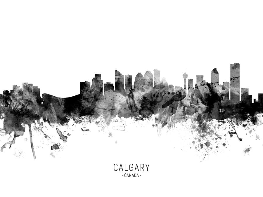 Skyline Digital Art - Calgary Canada Skyline #9 by Michael Tompsett