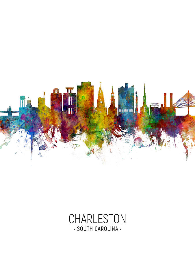 Skyline Digital Art - Charleston South Carolina Skyline #9 by Michael Tompsett