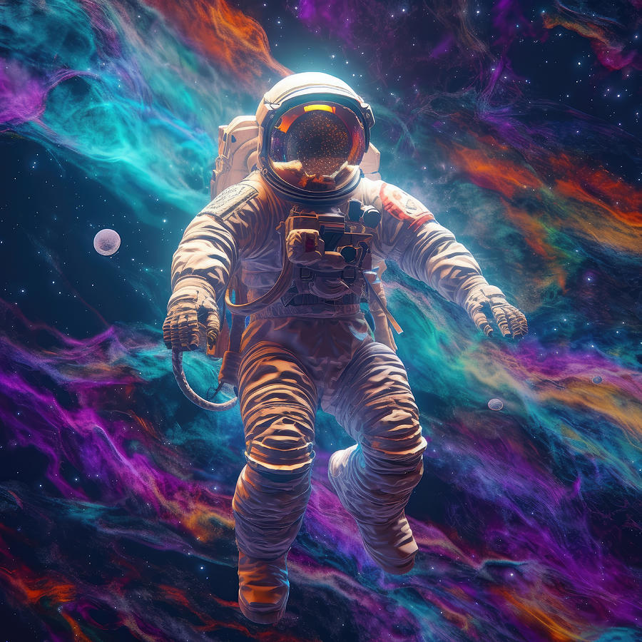 Cosmonaut in Colorful Cosmos Digital Art by Colorful Liquid - Fine Art ...