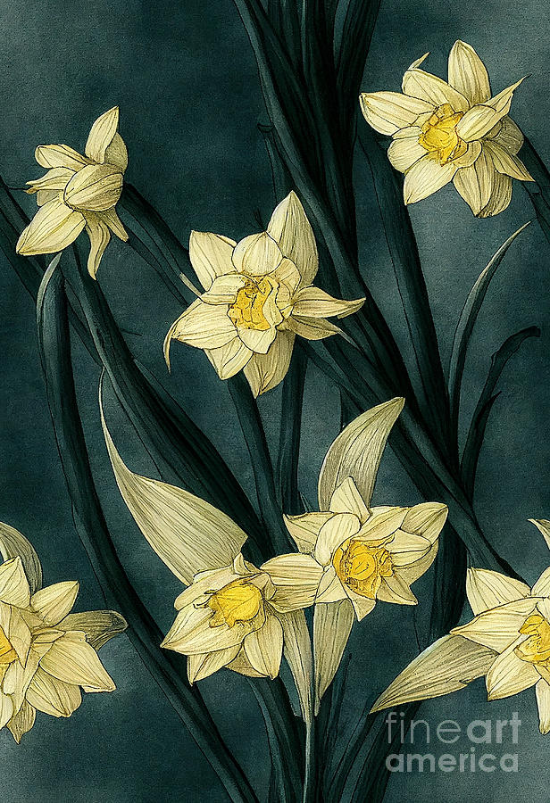 Flower Digital Art - Daffodils #9 by Sabantha