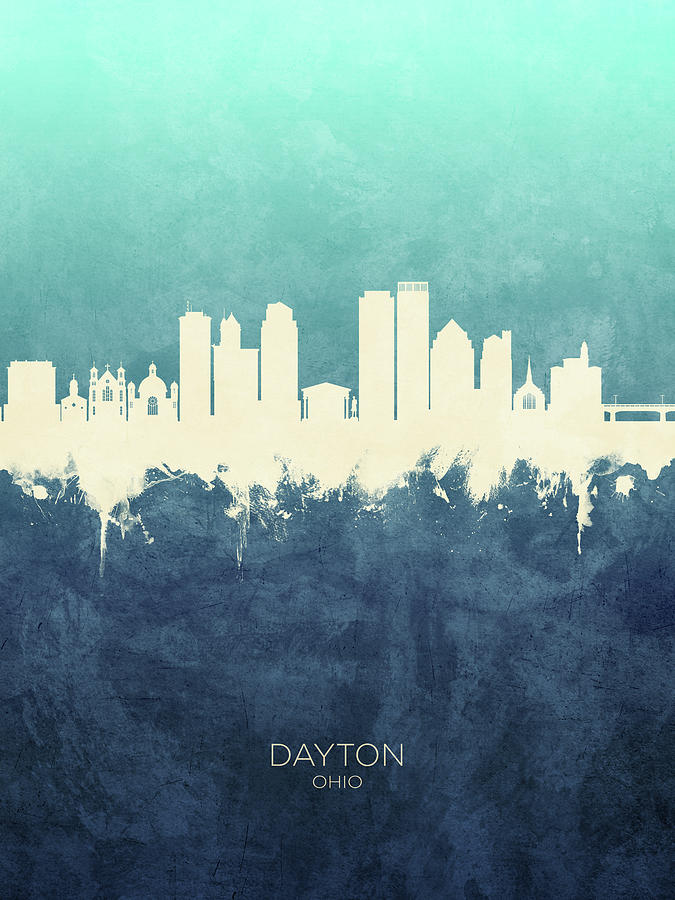 Skyline Digital Art - Dayton Ohio Skyline #9 by Michael Tompsett