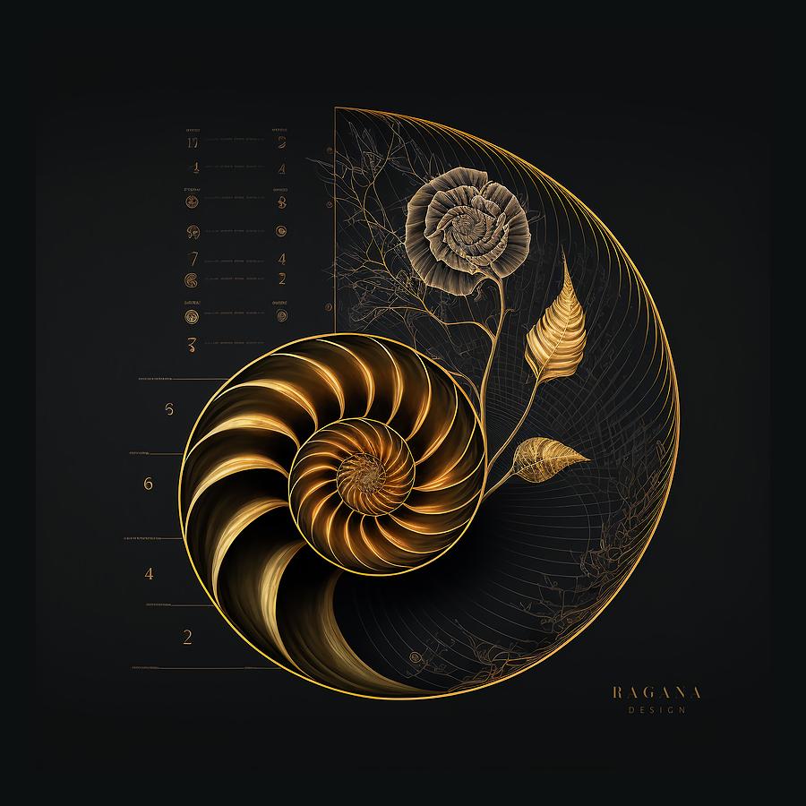 Fibonacci Golden Ratio in Elegant and Exclusive Golden and Black Design ...