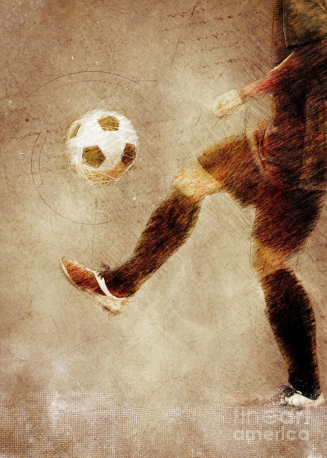 Football player sport art #football #soccer #9 Mixed Media by Justyna Jaszke JBJart