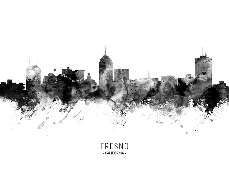 Fresno Digital Art - Fresno California Skyline #9 by Michael Tompsett
