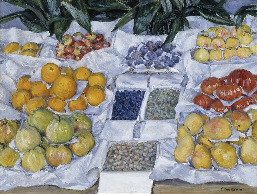 Gustave Caillebotte Painting - Fruit Displayed on a Stand  #9 by Gustave Caillebotte
