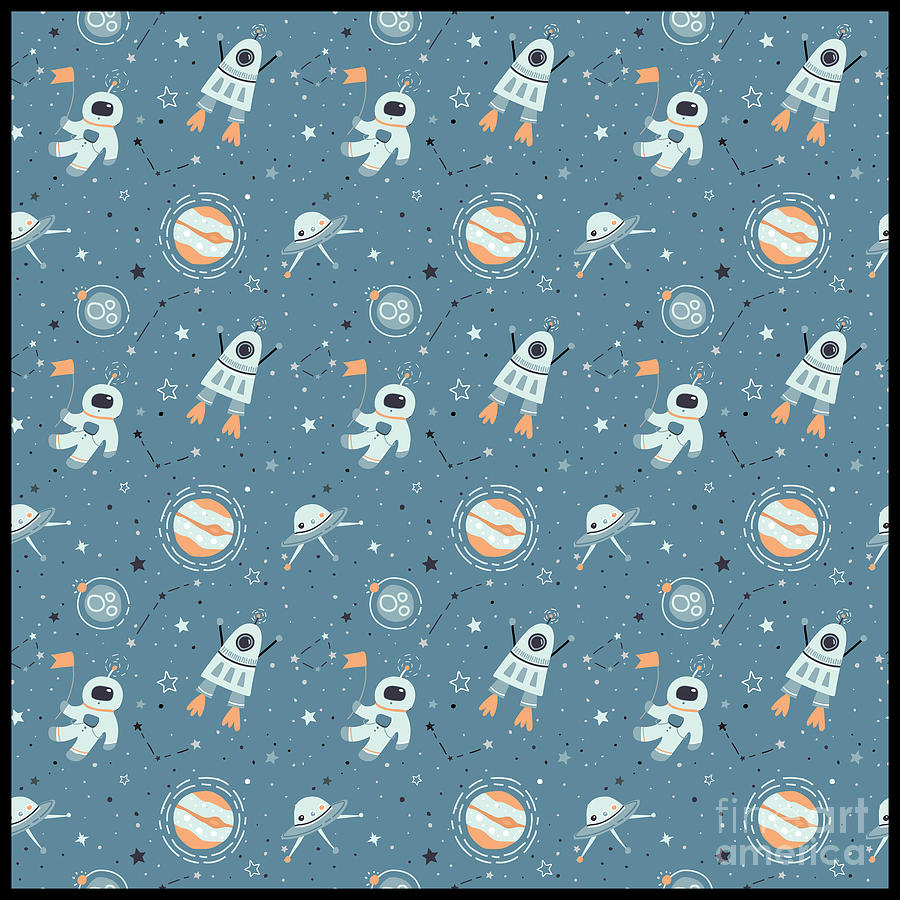 Planet Digital Art - Galaxy Space Pattern Astronaut Planets Rockets #9 by Mister Tee